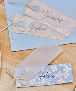 Pretty Flower Place Cards with Vellum Paper