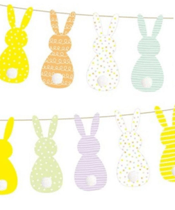 Easter Bunny Bunting with Pompom Tails