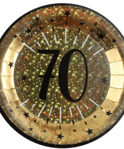 Sparkling Gold 70th Birthday Party Paper Plates