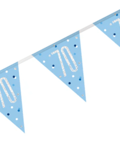 70th Birthday Blue Glitz Blue Bunting