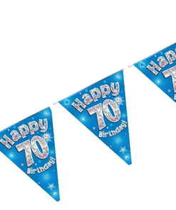 70th Birthday Blue Holographic Blue Banner