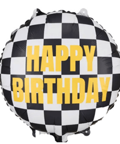 Happy Birthday Checkered Flag Racing Themed Foil Balloon