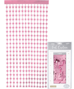 Pastel Pink Foil Stars Back Drop Door Curtain