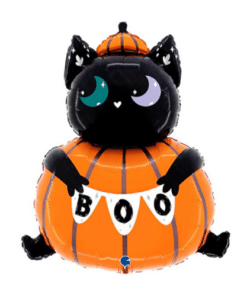 Halloween Cat In A Pumpkin Balloon