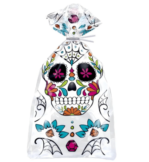 Day of the Dead Skull Printed Cellophane Bags