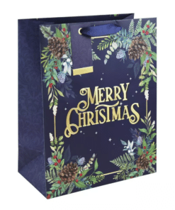 Christmas Foliage Navy Gift bags For Christmas