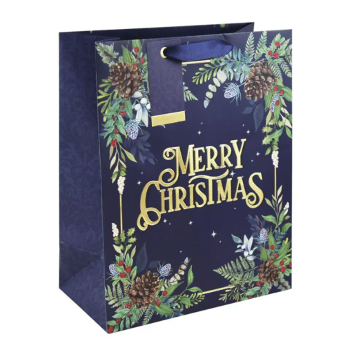 Christmas Foliage Navy Gift bags For Christmas