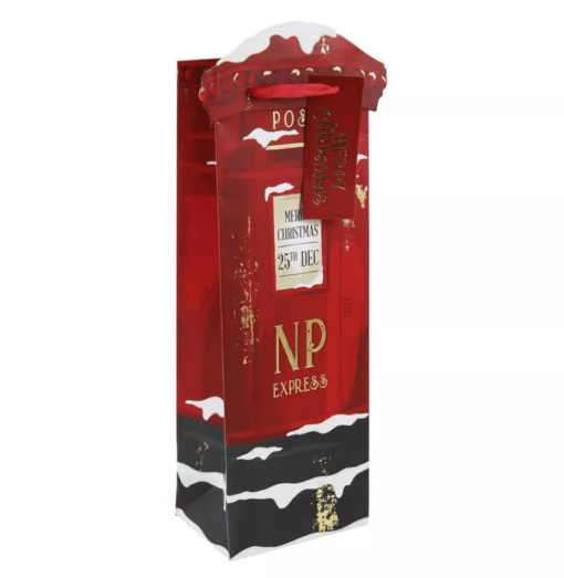 Christmas PostBox Themed Wine Spirits Bottle Bags