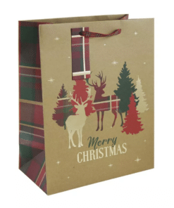 Traditional Tartan Stag Christmas Gift Bags For Christmas